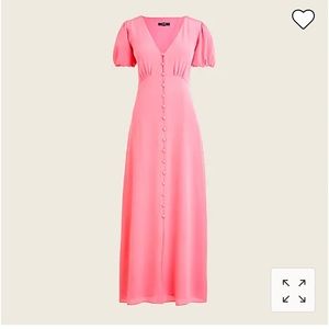J. Crew pink Puff-sleeve silk midi dress, NWOT